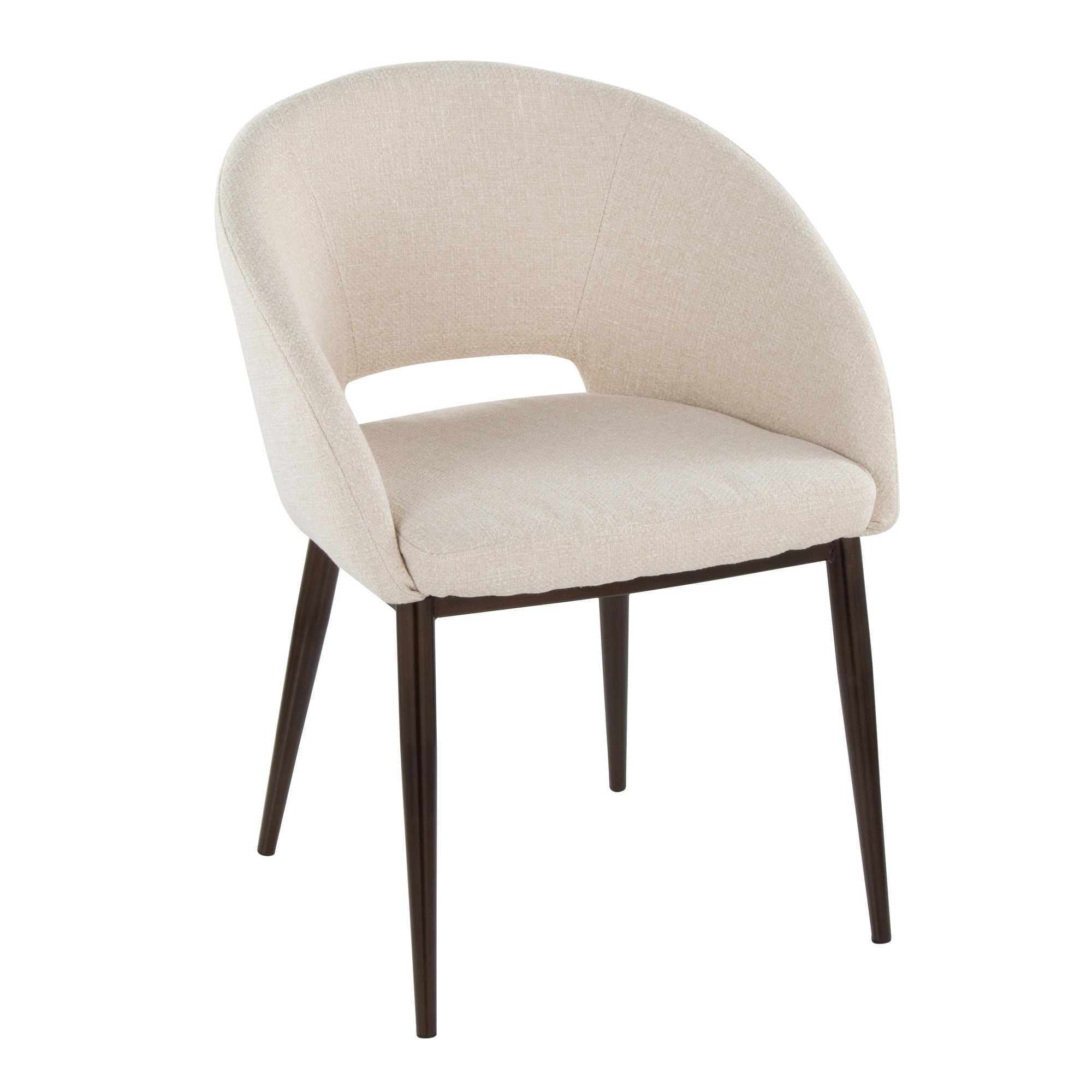 Renee Cream Noise Fabric Copper Contemporary Accent Chair 2 Renee Cream Noise Fabric Copper Contemporary Accent Chair - Image 2