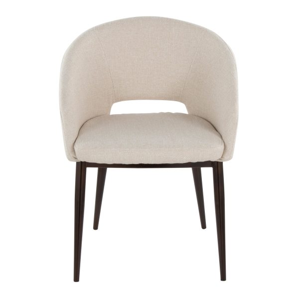 Renee Cream Noise Fabric Copper Contemporary Accent Chair 5