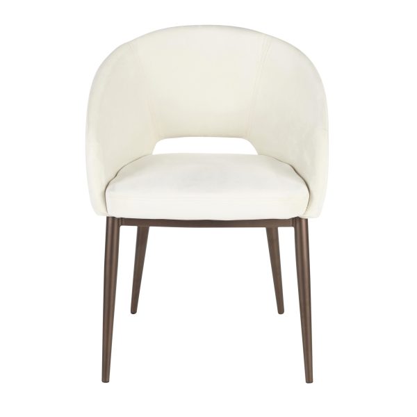 Renee Cream Velvet Contemporary Accent Chair with Copper Metal Legs 4