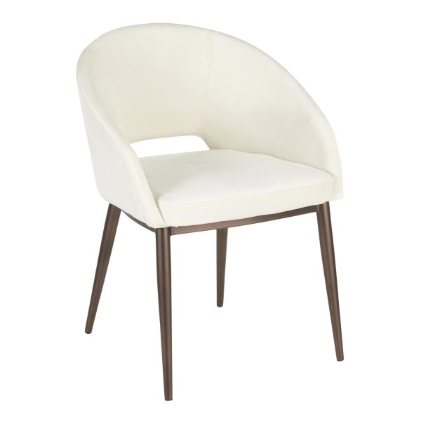 Renee Cream Velvet Contemporary Accent Chair with Copper Metal Legs