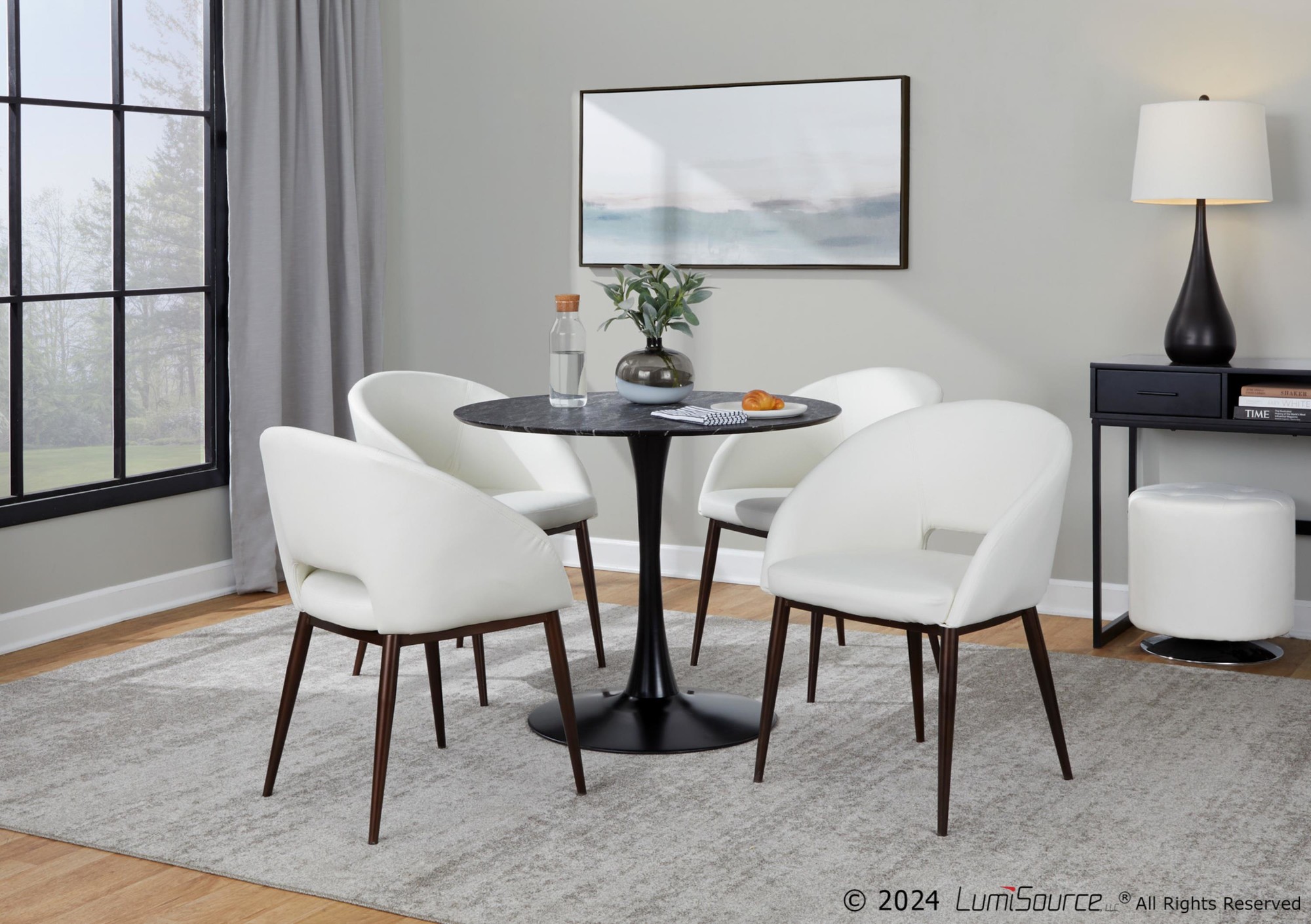 Renee White Faux Leather Copper Contemporary Accent Chair LumiSource 1 Renee White Faux Leather Copper Contemporary Accent Chair LumiSource