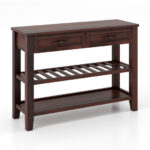 Retro Console Table with 2 Drawers and 2 Shelves