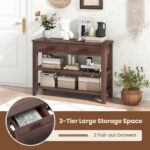 Retro Console Table with 2 Drawers and 2 Shelves