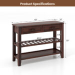 Retro Console Table with 2 Drawers and 2 Shelves