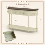 Retro Half-Moon Console Table with Drawers and Wood Legs Beige 12 Retro Half-Moon Console Table with Drawers and Wood Legs Beige