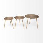 Reva I (Large) 24L x 24W Gold Round Top Cast Aluminum Accent Table