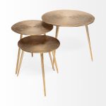 Reva I (Large) 24L x 24W Gold Round Top Cast Aluminum Accent Table