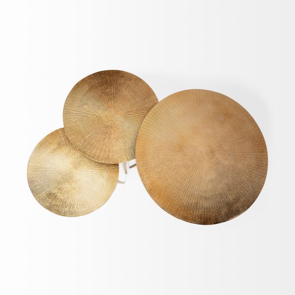 Reva I Large 24L x 24W Gold Round Top Cast Aluminum Accent Table 6