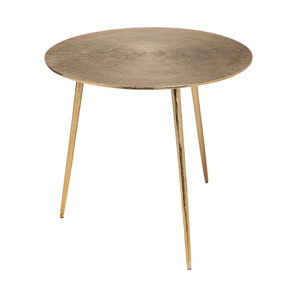 Reva I Large 24L x 24W Gold Round Top Cast Aluminum Accent Table