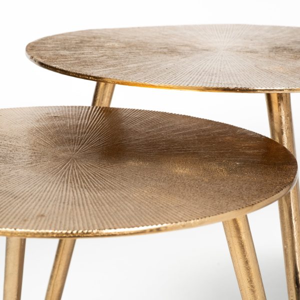 Reva I Large 24L x 24W Gold Round Top Cast Aluminum Accent Table 7
