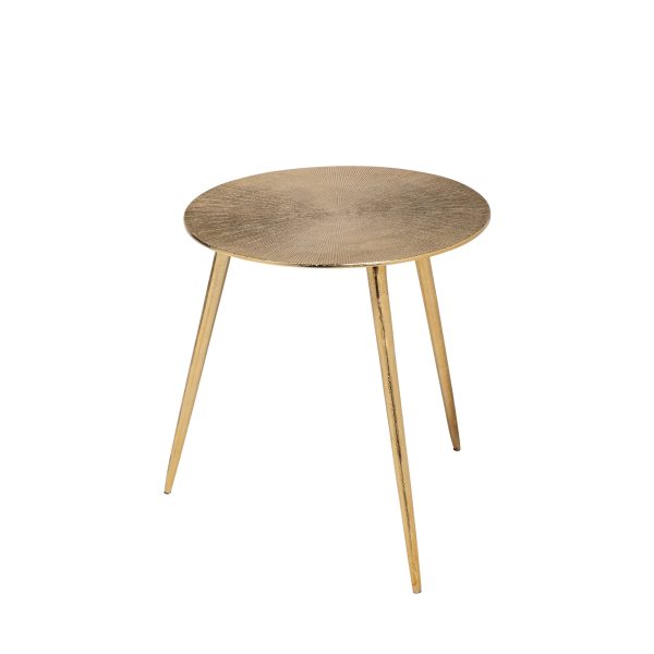 Reva III Small 16L x 16W Gold Round Top Cast Aluminum Accent Table