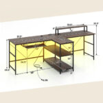 Reversible Double Desk with LED Lights and Ergonomic Monitor Stand