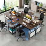 Reversible Double Desk with LED Lights and Ergonomic Monitor Stand