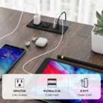Reversible Double Desk with LED Lights and Ergonomic Monitor Stand