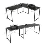 Reversible L-Shaped Long Computer Desk with Monitor Stand (2-Person)