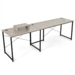 Reversible L-Shaped Long Computer Desk with Monitor Stand (2-Person)