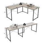 Reversible L-Shaped Long Computer Desk with Monitor Stand (2-Person)