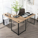 Reversible L-Shaped Long Computer Desk with Monitor Stand (2-Person)