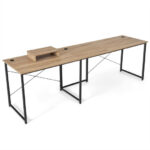 Reversible L-Shaped Long Computer Desk with Monitor Stand (2-Person)
