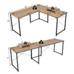 Reversible L-Shaped Long Computer Desk with Monitor Stand (2-Person)