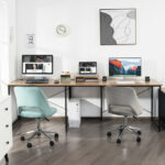 Reversible L-Shaped Long Computer Desk with Monitor Stand (2-Person)