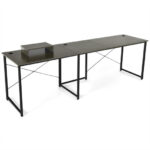 Reversible L-Shaped Long Computer Desk with Monitor Stand (2-Person)