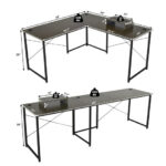 Reversible L-Shaped Long Computer Desk with Monitor Stand (2-Person)
