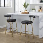 Rhonda 26-Inch Gold Art Deco Black Faux Leather Stools (Set of 2) 13 Rhonda 26-Inch Gold Art Deco Black Faux Leather Stools (Set of 2)