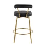 Rhonda 26-Inch Gold Art Deco Black Faux Leather Stools (Set of 2) 18 Rhonda 26-Inch Gold Art Deco Black Faux Leather Stools (Set of 2)