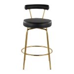 Rhonda 26-Inch Gold Art Deco Black Faux Leather Stools (Set of 2) 19 Rhonda 26-Inch Gold Art Deco Black Faux Leather Stools (Set of 2)