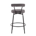 Rhonda Art Deco Black Steel Charcoal Fabric Counter Stools (Set of 2) 27 Rhonda Art Deco Black Steel Charcoal Fabric Counter Stools (Set of 2)