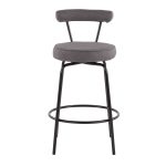 Rhonda Art Deco Black Steel Charcoal Fabric Counter Stools (Set of 2) 28 Rhonda Art Deco Black Steel Charcoal Fabric Counter Stools (Set of 2)
