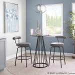 Rhonda Art Deco Black Steel Charcoal Fabric Counter Stools (Set of 2) 20 Rhonda Art Deco Black Steel Charcoal Fabric Counter Stools (Set of 2)