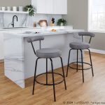 Rhonda Art Deco Black Steel Charcoal Fabric Counter Stools (Set of 2) 21 Rhonda Art Deco Black Steel Charcoal Fabric Counter Stools (Set of 2)