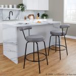 Rhonda Art Deco Black Steel Charcoal Fabric Counter Stools (Set of 2) 22 Rhonda Art Deco Black Steel Charcoal Fabric Counter Stools (Set of 2)