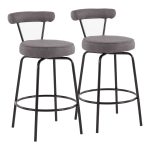 Rhonda Art Deco Black Steel Charcoal Fabric Counter Stools (Set of 2) 23 Rhonda Art Deco Black Steel Charcoal Fabric Counter Stools (Set of 2)