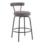 Rhonda Art Deco Black Steel Charcoal Fabric Counter Stools (Set of 2) 24 Rhonda Art Deco Black Steel Charcoal Fabric Counter Stools (Set of 2)