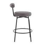 Rhonda Art Deco Black Steel Charcoal Fabric Counter Stools (Set of 2) 25 Rhonda Art Deco Black Steel Charcoal Fabric Counter Stools (Set of 2)