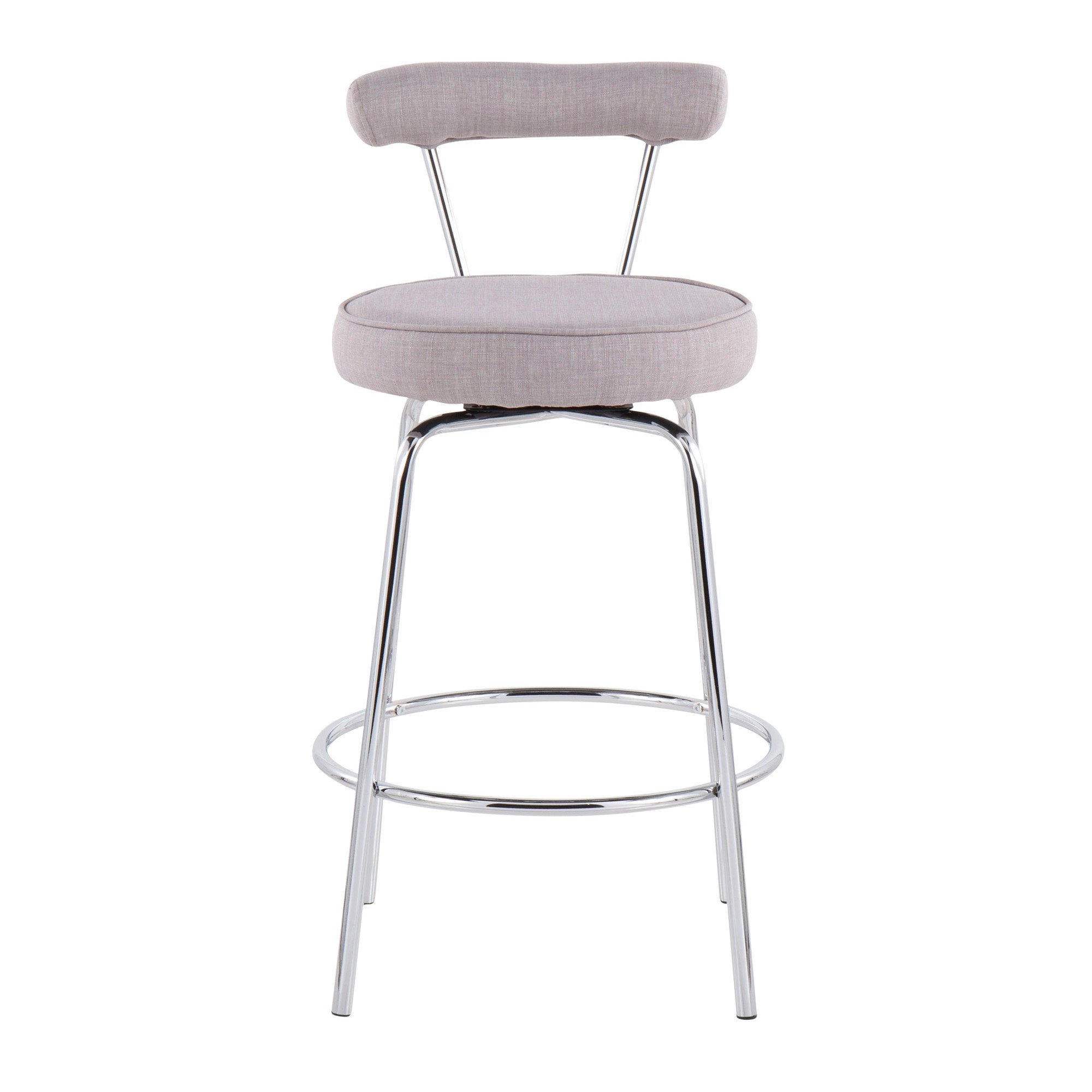 Rhonda Chrome and Light Grey Art Deco Counter Stools (Set of 2) 11 Rhonda Chrome and Light Grey Art Deco Counter Stools (Set of 2) - Image 11