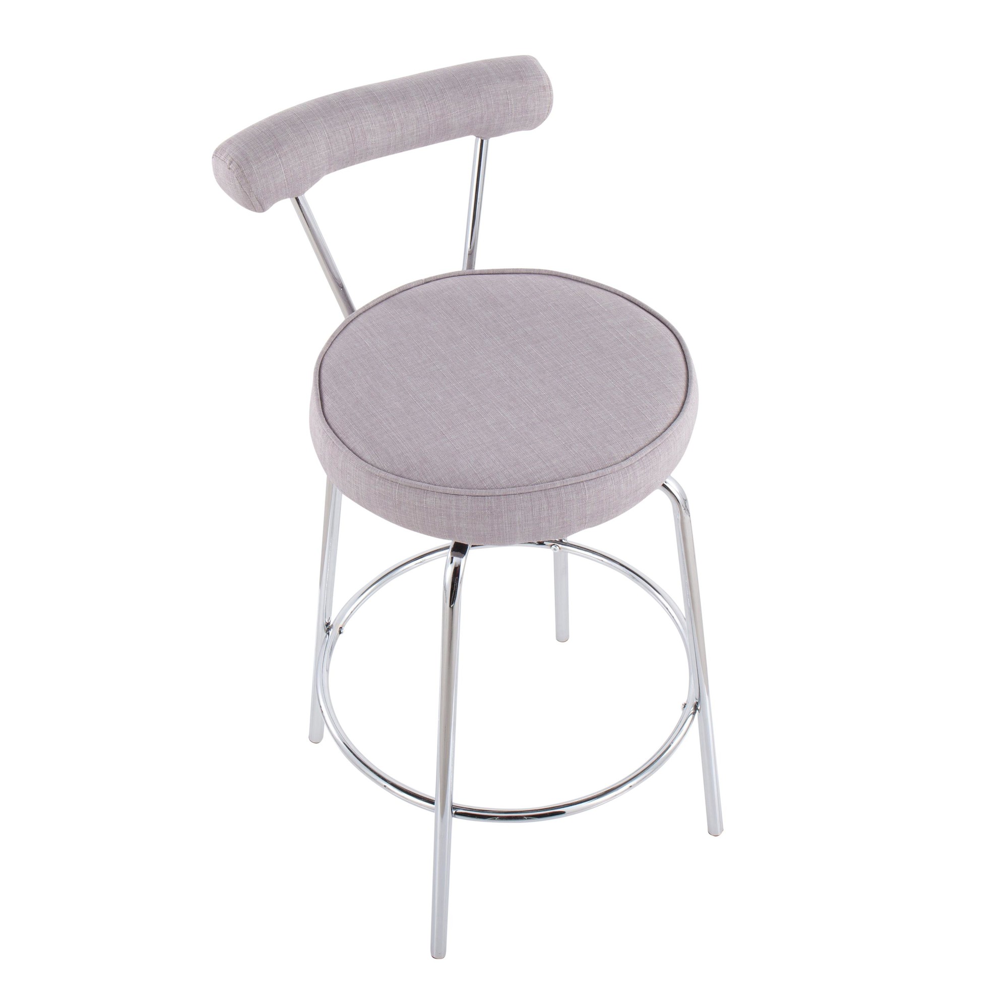 Rhonda Chrome and Light Grey Art Deco Counter Stools (Set of 2) 12 Rhonda Chrome and Light Grey Art Deco Counter Stools (Set of 2) - Image 12