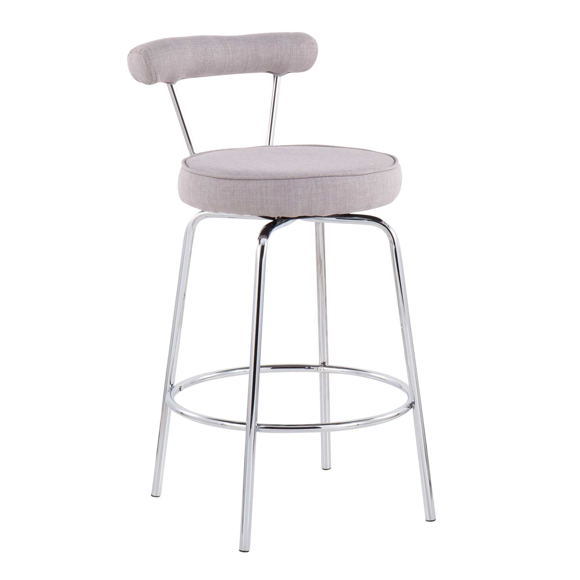 Rhonda Chrome and Light Grey Art Deco Counter Stools (Set of 2) 7 Rhonda Chrome and Light Grey Art Deco Counter Stools (Set of 2) - Image 7