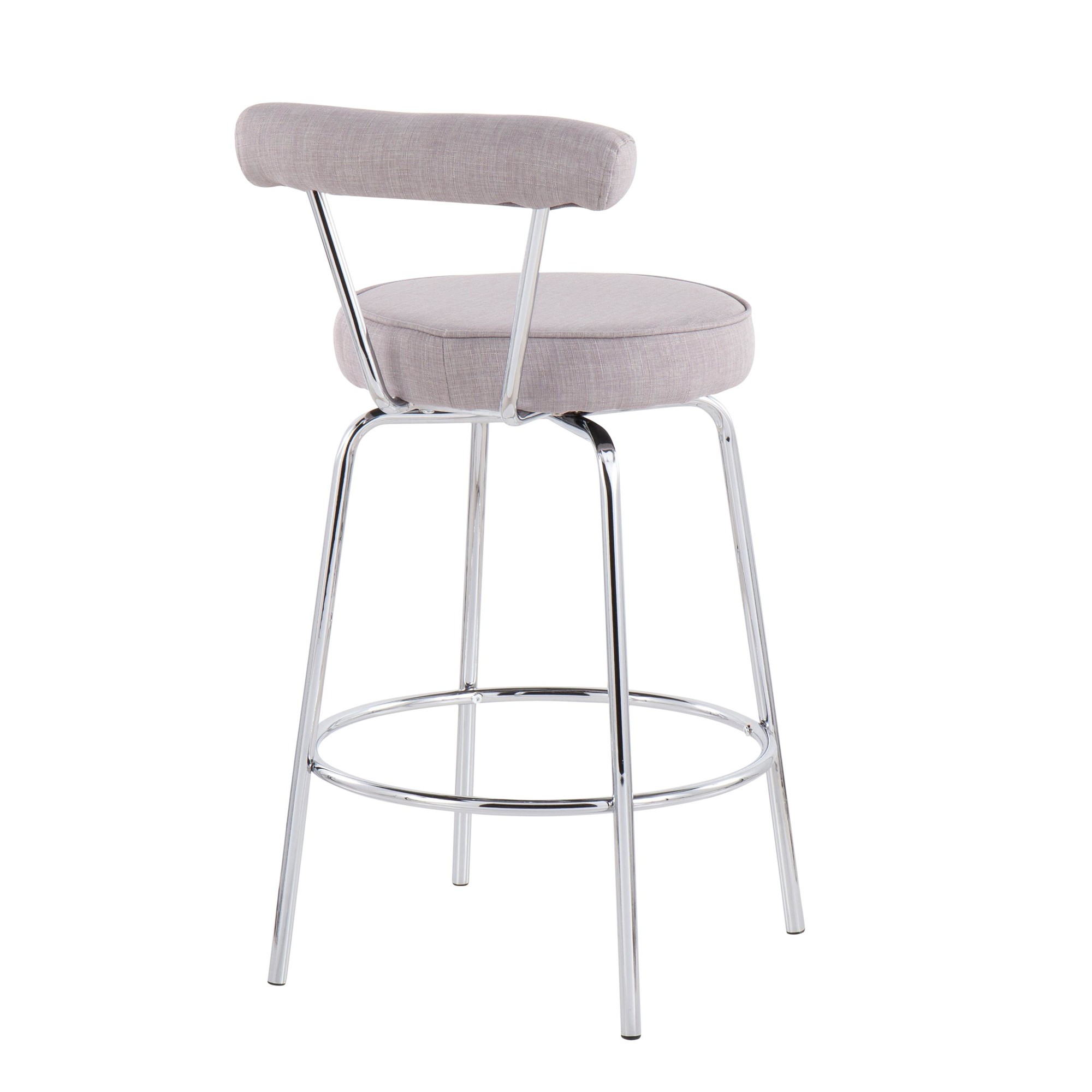 Rhonda Chrome and Light Grey Art Deco Counter Stools (Set of 2) 9 Rhonda Chrome and Light Grey Art Deco Counter Stools (Set of 2) - Image 9