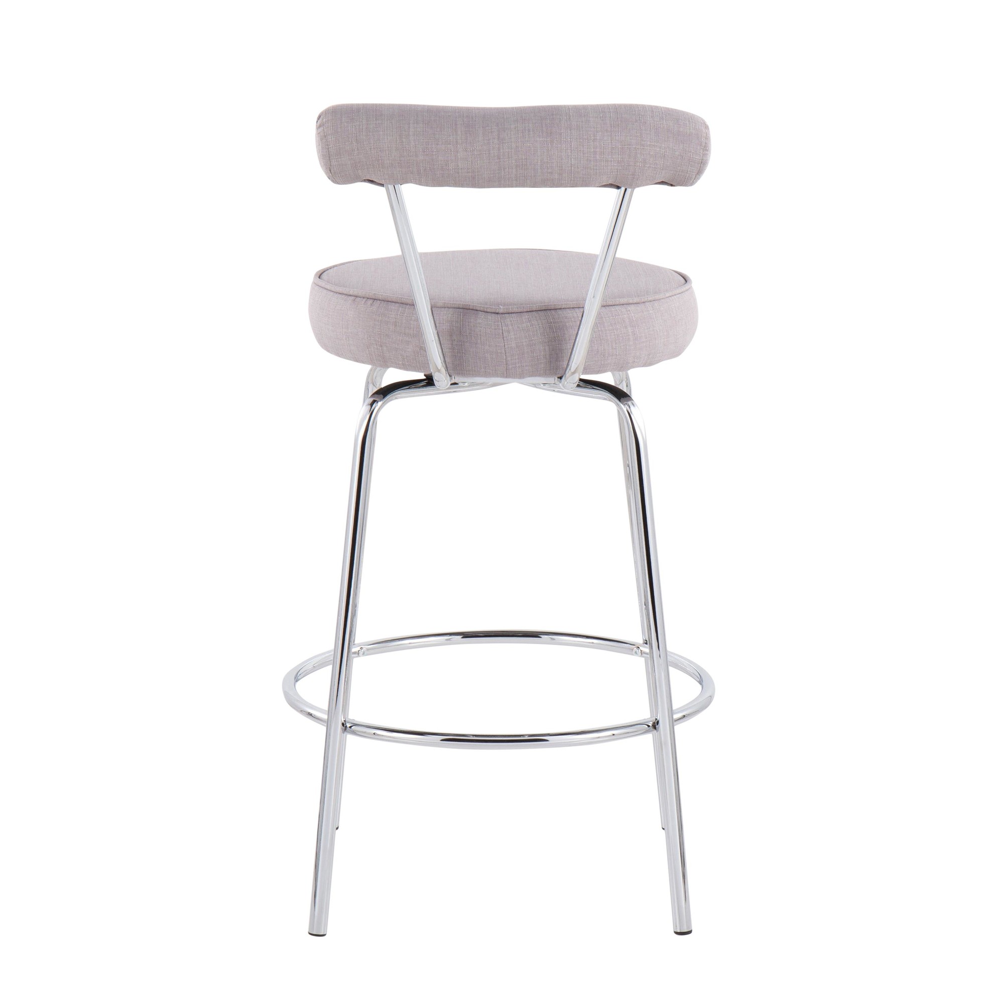 Rhonda Chrome and Light Grey Art Deco Counter Stools (Set of 2) 10 Rhonda Chrome and Light Grey Art Deco Counter Stools (Set of 2) - Image 10