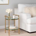 Rhonda Contemporary Gold and Glass Tiered Side Table 13 Rhonda Contemporary Gold and Glass Tiered Side Table
