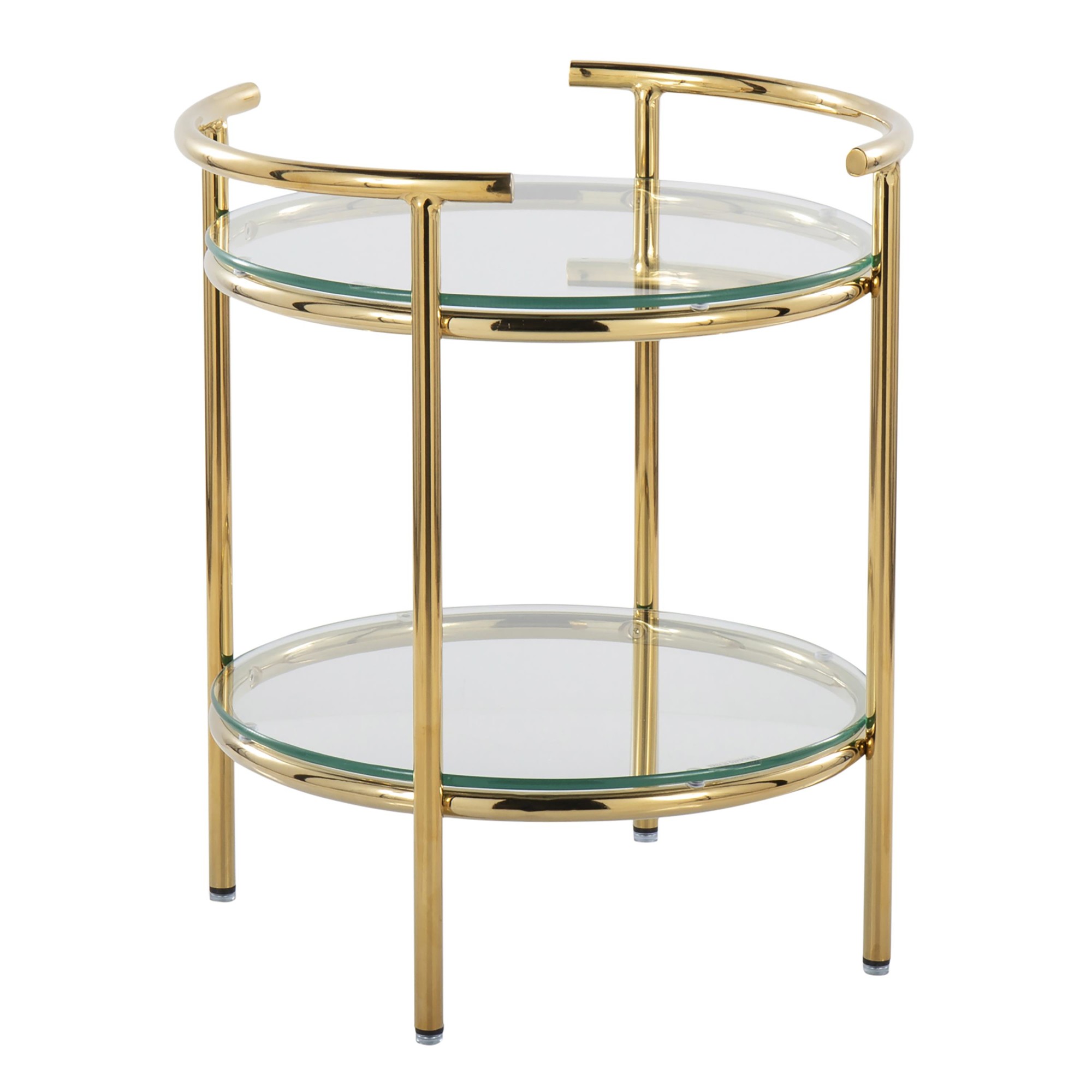 Rhonda Contemporary Gold and Glass Tiered Side Table 4 Rhonda Contemporary Gold and Glass Tiered Side Table - Image 4