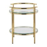 Rhonda Contemporary Gold and Glass Tiered Side Table 16 Rhonda Contemporary Gold and Glass Tiered Side Table