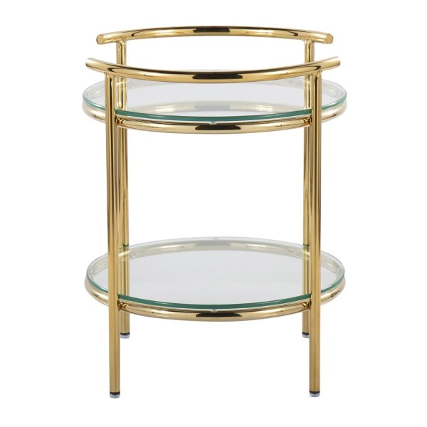 Rhonda Contemporary Gold and Glass Tiered Side Table 4