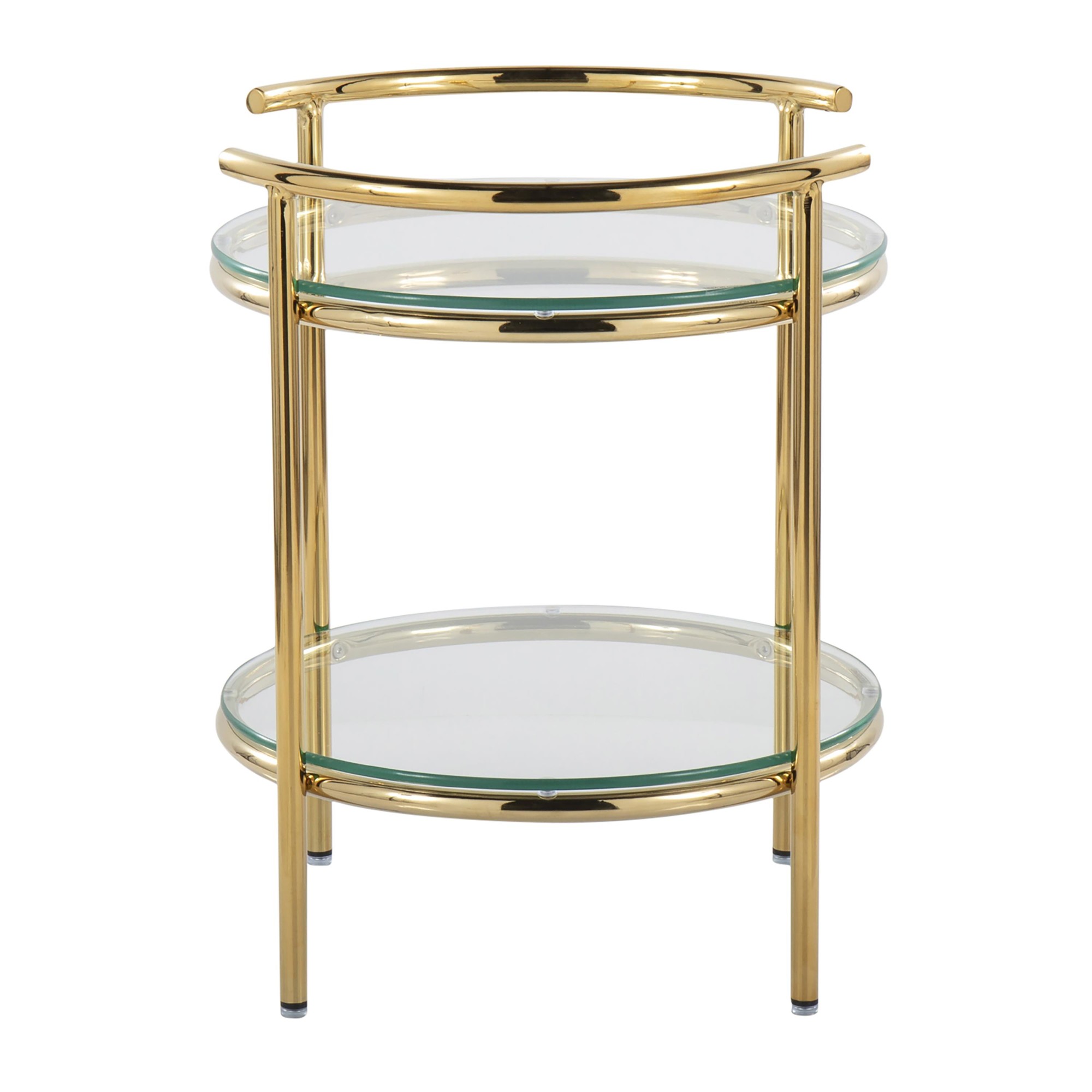 Rhonda Contemporary Gold and Glass Tiered Side Table 5 Rhonda Contemporary Gold and Glass Tiered Side Table - Image 5