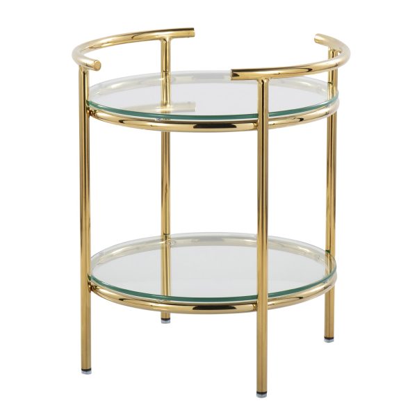 Rhonda Contemporary Gold and Glass Tiered Side Table 5