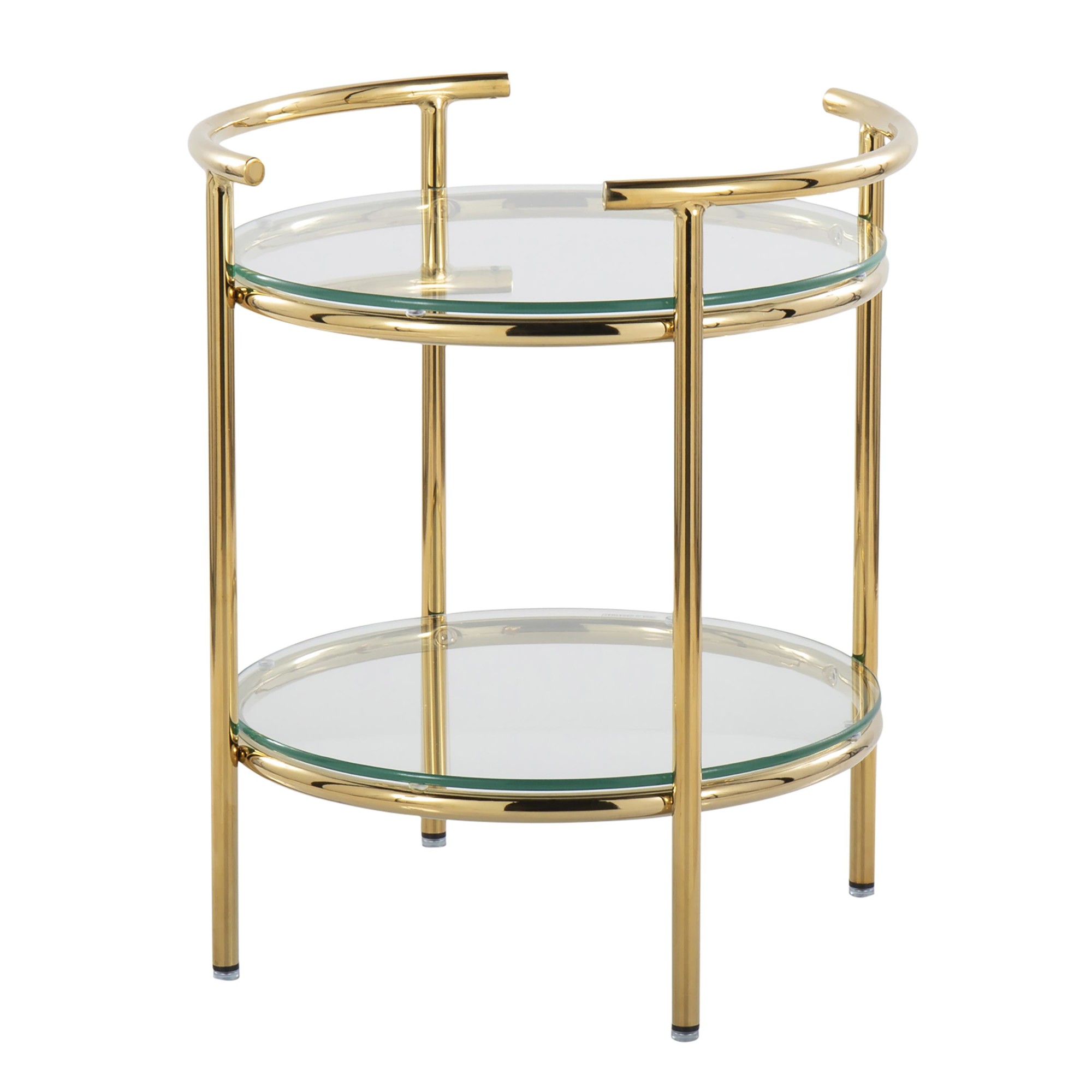Rhonda Contemporary Gold and Glass Tiered Side Table 6 Rhonda Contemporary Gold and Glass Tiered Side Table - Image 6